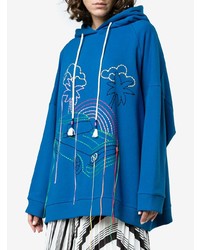 Sweat à capuche brodé bleu Mira Mikati