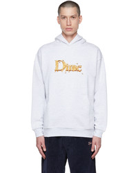 Sweat à capuche brodé gris Dime