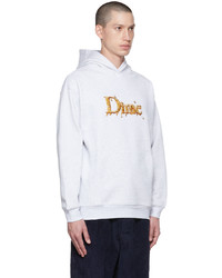 Sweat à capuche brodé gris Dime