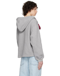 Sweat à capuche brodé gris Adish