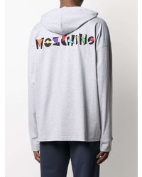 Sweat à capuche brodé gris Moschino