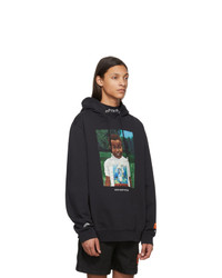 Sweat à capuche brodé noir Heron Preston