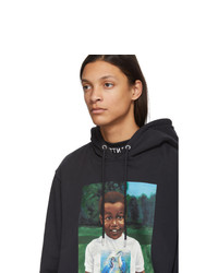 Sweat à capuche brodé noir Heron Preston