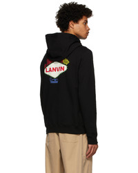 Sweat à capuche brodé noir Lanvin