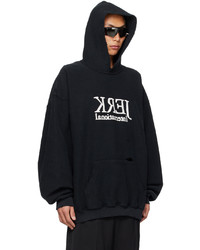 Sweat à capuche brodé noir Vetements