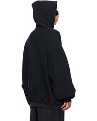 Sweat à capuche brodé noir Vetements