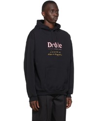 Sweat à capuche brodé noir Drôle De Monsieur