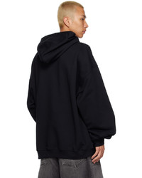 Sweat à capuche brodé noir Vetements