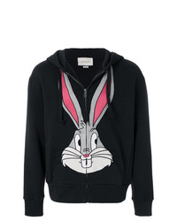 Sweat à capuche brodé noir Gucci