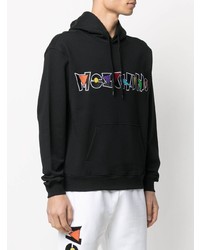 Sweat à capuche brodé noir Moschino