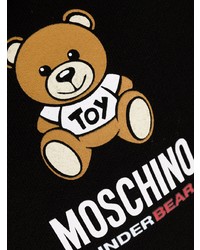 Sweat à capuche brodé noir Moschino