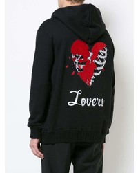 Sweat à capuche brodé noir Amiri