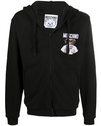 Sweat à capuche brodé noir Moschino