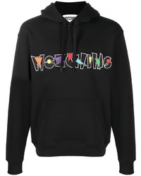 Sweat à capuche brodé noir Moschino