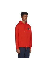 Sweat à capuche brodé rouge Kenzo