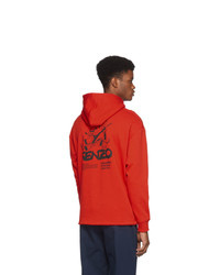 Sweat à capuche brodé rouge Kenzo