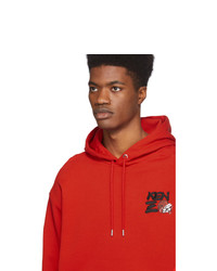 Sweat à capuche brodé rouge Kenzo