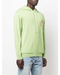 Sweat à capuche brodé vert menthe Moschino