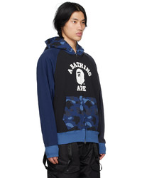 Sweat à capuche camouflage bleu marine BAPE