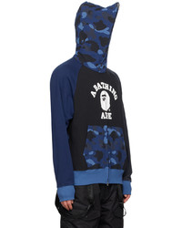 Sweat à capuche camouflage bleu marine BAPE