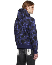 Sweat à capuche camouflage bleu BAPE