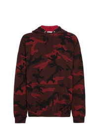 Sweat à capuche camouflage bordeaux