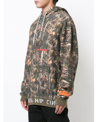 Sweat à capuche camouflage olive Heron Preston