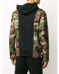 Sweat à capuche camouflage olive Moschino