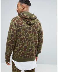 Sweat à capuche camouflage olive adidas