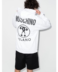 Sweat à capuche en cuir blanc Moschino