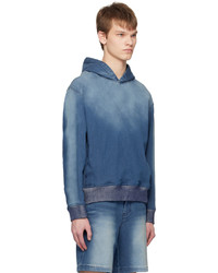 Sweat à capuche en denim bleu Solid Homme