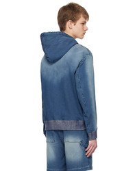 Sweat à capuche en denim bleu Solid Homme