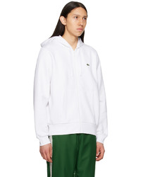 Sweat à capuche en polaire blanc Lacoste