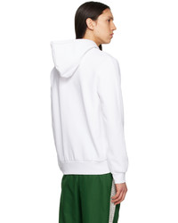 Sweat à capuche en polaire blanc Lacoste