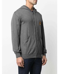 Sweat à capuche en polaire brodé gris foncé Moschino