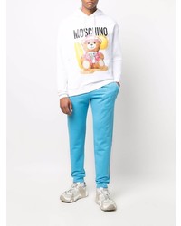 Sweat à capuche en polaire imprimé blanc Moschino