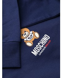 Sweat à capuche en polaire imprimé bleu marine Moschino