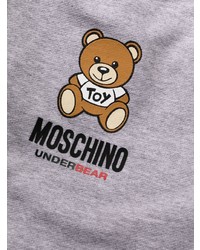 Sweat à capuche en polaire imprimé gris Moschino