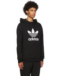 Sweat à capuche en polaire imprimé noir et blanc adidas Originals