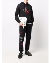Sweat à capuche en polaire imprimé noir Calvin Klein Jeans