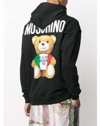 Sweat à capuche en polaire imprimé noir Moschino