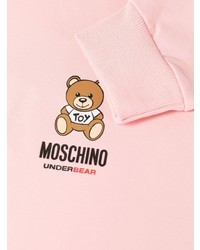 Sweat à capuche en polaire imprimé rose Moschino