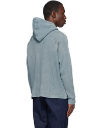 Sweat à capuche en tricot bleu clair Greg Lauren