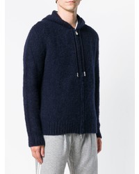 Sweat à capuche en tricot bleu marine Eleventy