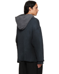 Sweat à capuche en tricot gris foncé Miharayasuhiro