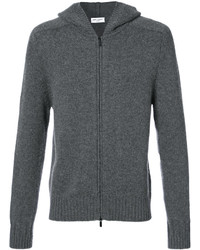 Sweat à capuche en tricot gris foncé Saint Laurent