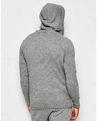 Sweat à capuche en tricot gris Asos