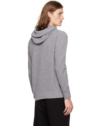 Sweat à capuche en tricot gris Moncler