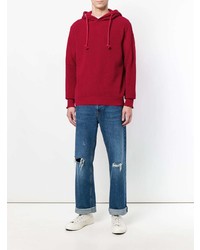 Sweat à capuche en tricot rouge Maison Margiela