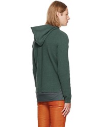 Sweat à capuche en tricot vert foncé Rick Owens